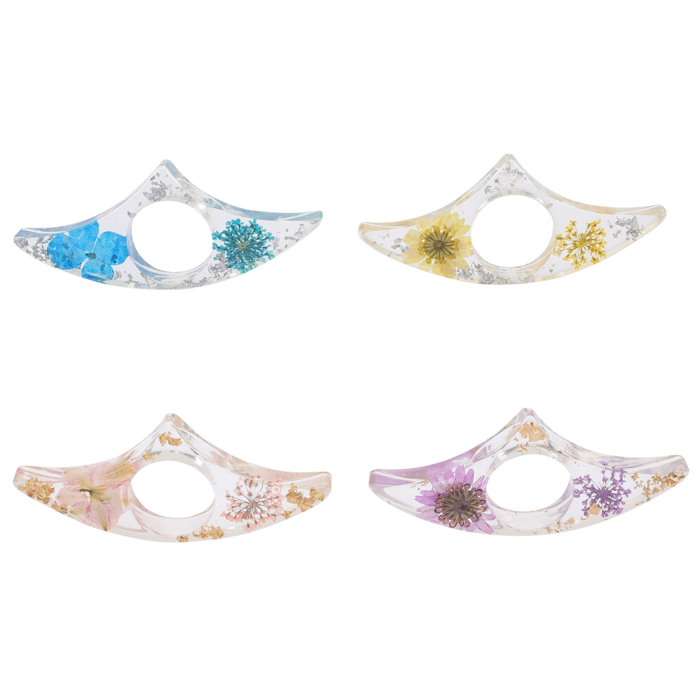 4Szt Dekoracyjne PierśCienie ZakłAdki Z Suszonym Kwiatem Do Czytania-image