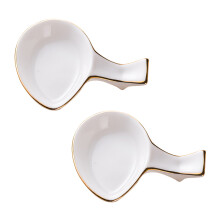 6Pz Riposo Bacchette Porcellana Bianca Con Decorazione Oro