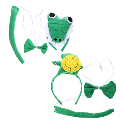 6Conjuntos Kit Cabeça E Cauda Animal Verde Para Festas E 1