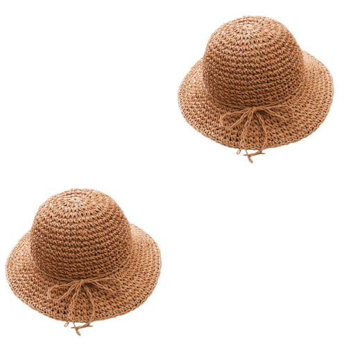 2Pz Paglia Spiaggia Khaki Design Con Fiocco 2