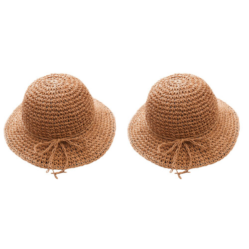 2Pz Paglia Spiaggia Khaki Design Con Fiocco 1