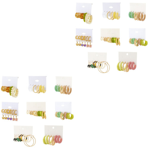 16Jgo Pendientes Mujer Círculo Con Perla Y Pedrería Multicolor 2