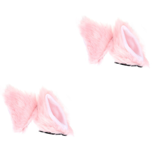 2Pares Acessórios Rosa Para Capacete Com Orelhas De Peludas 2
