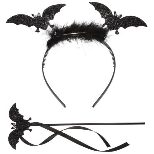 4Conjuntos Tiara Preta Com Varinha De Morcego Para E Cosplay 1