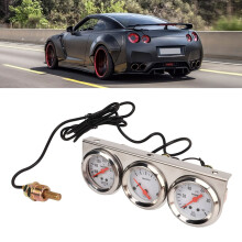 Set di indicatori universali per auto da 12V, tripli, con quadrante bianco da 52mm, facile da installare