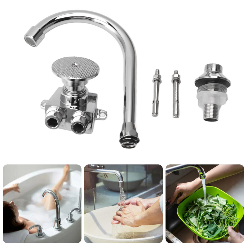 Foot Pedal Faucet Hands-Free Copper Floor Mount Touchless Kitchen Tap 4371369556474