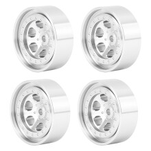 4 Stück 1,3 Zoll Silber Aluminiumlegierungs-Räder für RC-Modelle im Maßstab 1/18, passend für Traxxas
