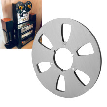 10.5 Inch Aluminum Alloy 1/4 Inch Takeup Reel, 6 Hole Silver