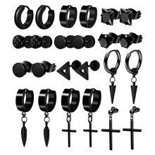 12Pair Fashion Huggie Earrings Piercing for Cross Pendant