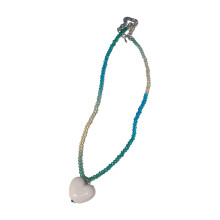 Fashion Sweet Heart Pendant Necklace Choker Neck-blue and white