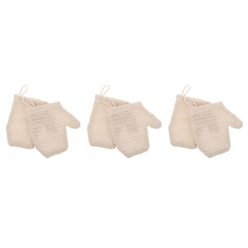 6Stk Baumwoll- Peelinghandschuhe Für Körper Beige Doppelseitig 2