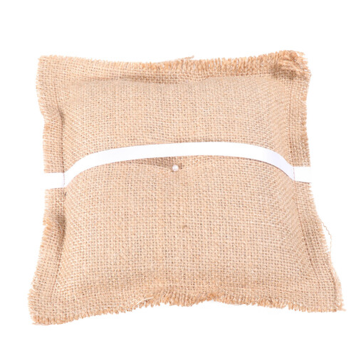 2St Beige Burlap Ringdrager Met Hart Bruiloftsfeest