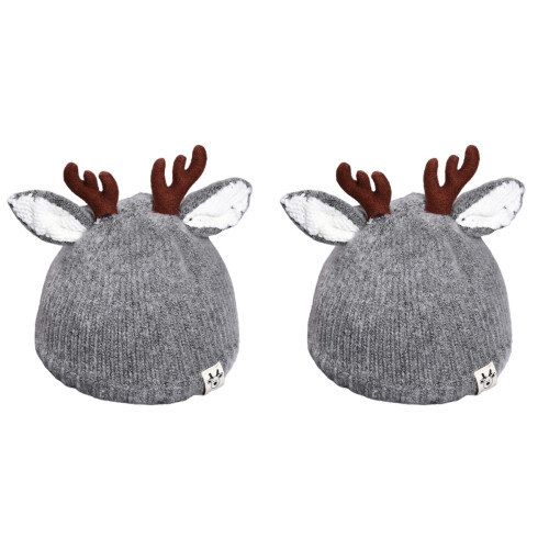 2St Gebreide Baby Warm Wintermuts Met Hertengewei 2