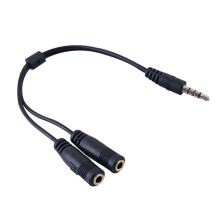 2St Zwarte Audio Y Kabel 3.5mm Mannelijk Dubbellaags Stekker