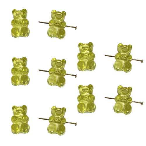 Acrylic Bear Pendants Small Bear Beads-Yellow Horizontal hole