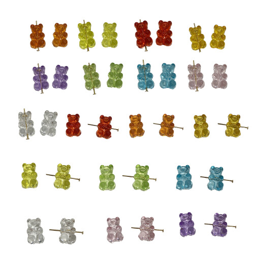 10 Pack Bear Jewelry Making Beads Acrylic-Red Horizontal hole 1