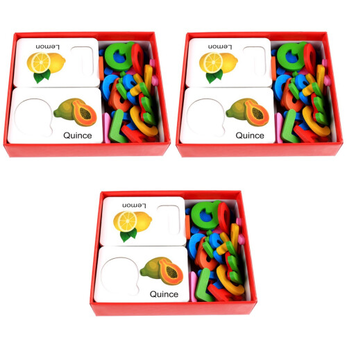 3Sets Blokpuzzels Fruit Letters Leren Kinderen Duurzaam 2
