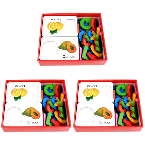 3Sets Blokpuzzels Fruit Letters Leren Kinderen Duurzaam 1