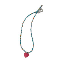 Mode Süße Nette Herz Anhänger Halskette Halsband Halskette-Blau
