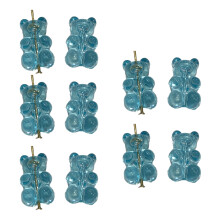 10 Pack Cartoon Bear Loose Beads Acrylic-Blue vertical hole