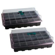 4Sets Stapelbare Groene Tray Voor Plantenkweek Met Doorzichtig