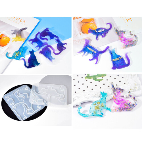 Moule de broche en Silicone pour chat, dessin animé 3D,-UN 1