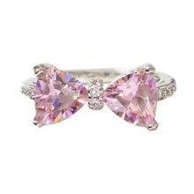Bowknot Rings With Crystal Stone Aesthetic Girl Bowknot Rings