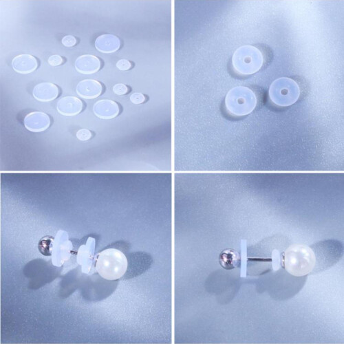 60x Plastic Earring Back Stopper Clear Silicone Earrings Back-A 1