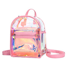 3Stk PVC Rucksack Transparent Mini Schimmernd Irisiert