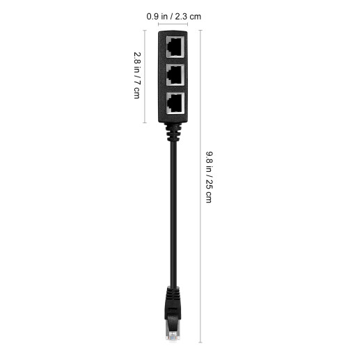 2 Adaptador Splitter Ethernet Rj45 Negro 3 , Cable Red 1