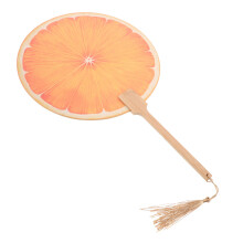 5Stk Tragbarer Bambus Fächer Orange Muster Party Accessoire