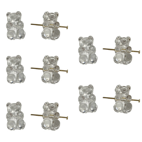 Acrylic Bear Pendants Small Bear Beads-White Horizontal hole