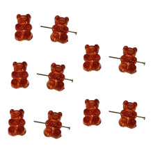 10 Pack Bear Jewelry Making Beads Acrylic-Red Horizontal hole