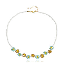 Elegant Flower Beaded Necklace For Women Sweet Cool-light color