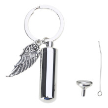 Stylish Cylinder Cremation Urn Keychain for Ashes Hair-Silver