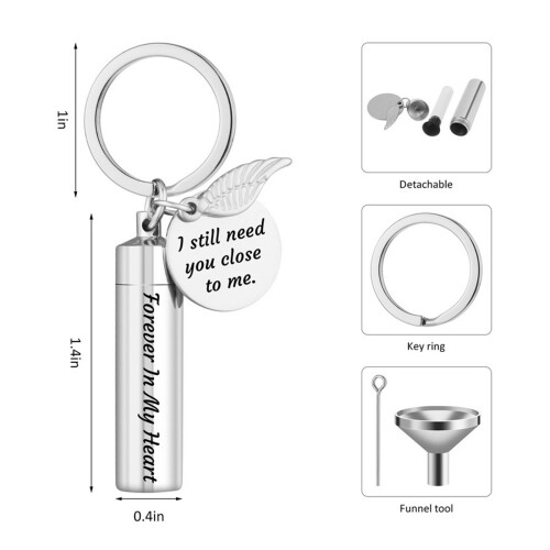 Exquisite Cylinder Memorial Urn Keychain Pendant Ash Keepsake 1