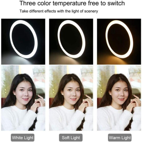 Dimmable Led Ring Light, Adjustable Color Temperature Portable Design With 3 Light Modes For Photography Videography And Makeup, Includes Wireless