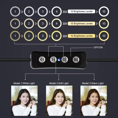 Dimmable Led Ring Light, Adjustable Color Temperature Portable Design With 3 Light Modes For Photography Videography And Makeup, Includes Wireless 2