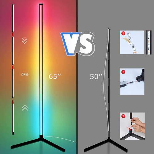 Customizable Light Modes Floor Lamp, Nordic Style with Space-saving Triangular Base Design, Dimmable LED for Reading and Relaxation, Color Changing 1