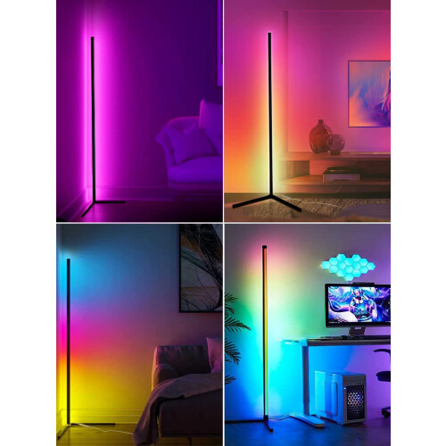 Customizable Light Modes Floor Lamp, Nordic Style with Space-saving Triangular Base Design, Dimmable LED for Reading and Relaxation, Color Changing 2