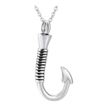 Collier d'urne de crémation en forme d'hameçon,-Argent