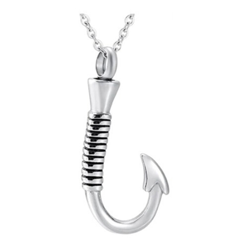 Pendentif en acier inoxydable avec hameçon, support de-Argent