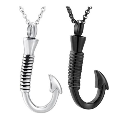 Collier d'urne de crémation en forme d'hameçon,-Argent 1