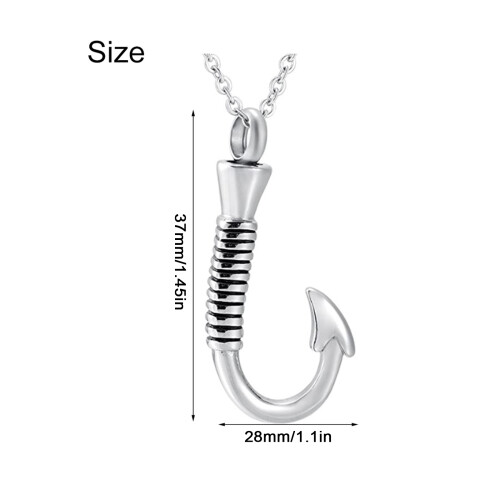 Collier d'urne de crémation en forme d'hameçon,-Argent 2