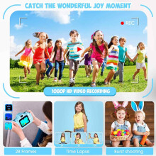 Selfiecamera voor kinderen, leuke camera voor jongens en meisjes van 3-9 jaar, HD digitale videocamera met dubbele camera, draagbaar met draagkoord.