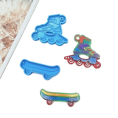 Keychain Pendant Silicone Mold Crystal Epoxy Resin Casting-Blue 1