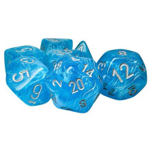 Chessex Manufacturing CHX22566 Mega Hedrals - Dice Set, Luminary - Sky & Silver - Set of 7
