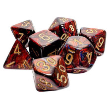 Chessex Manufacturing CHX22419 Mega Hedrals - Dice Set Scarab Blue Blood & Gold - Set of 7