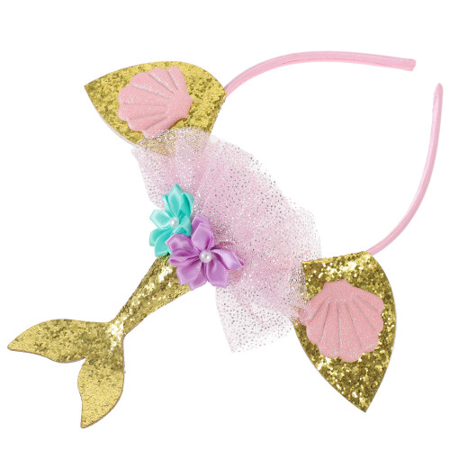 3St Glitter Gouden Zeemeermin Haaraccessoires Verkleedfeest 1