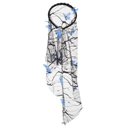 2Stk Schwarzer 3D Brautschleier Leichtes Tüll Kopfband 1